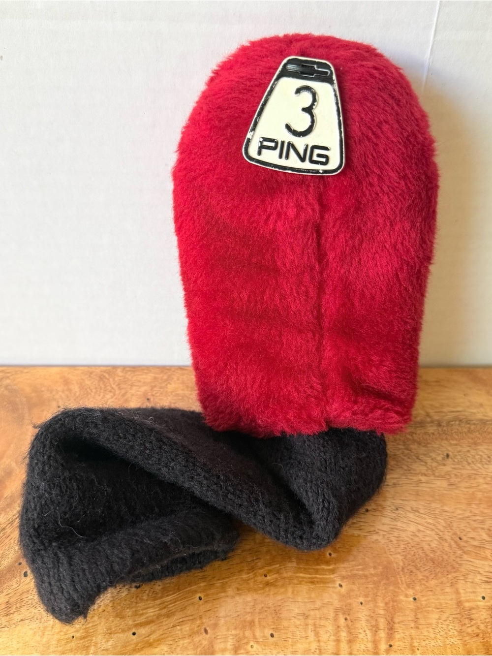 VTG PING Golf Club Headcover Red Plush Fuzzy Faux Fur 3 Fairway Wood HAWAII Rare